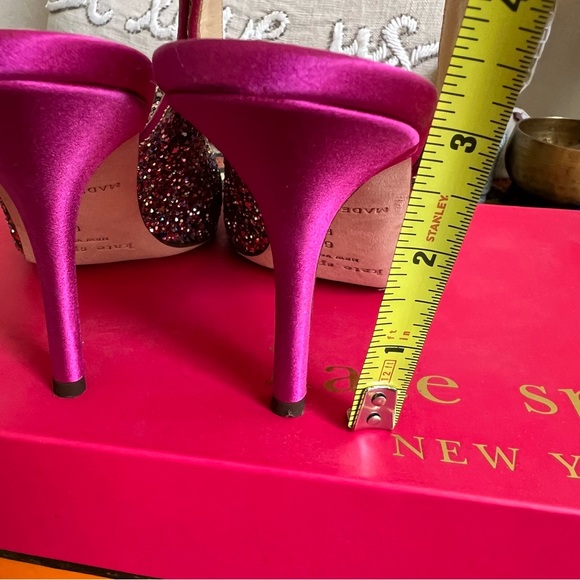 Kate Spade Charm Glitter/Sparkle Hot Pink Slingback Heels Box & Dust Bag US6 - Picture 10 of 16